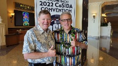 A pair of notorious Hawai'i Pacific SIDs - Bill Powers with Neil Everett. Everett, now with ESPN, is still the longest-tenured SID in HPU history. Powers is third.